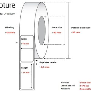 Etikettrull 40x27mm - 10 pk.