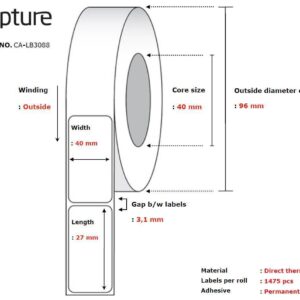 Etikettrull 40x27mm - 10 pk.