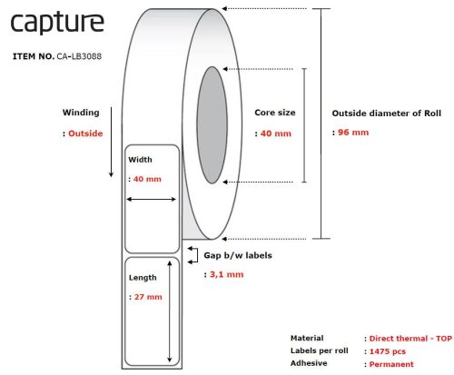 Etikettrull 40x27mm
